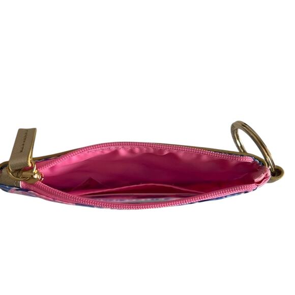 Lilly Pulitzer ID Case Keychain Beach Wallet with Zip Close Pink/Blue - Picture 4 of 9